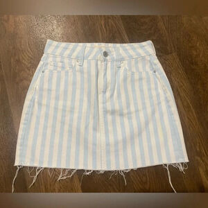 PacSun Blue White Striped denim skirt rough hem Size 23
